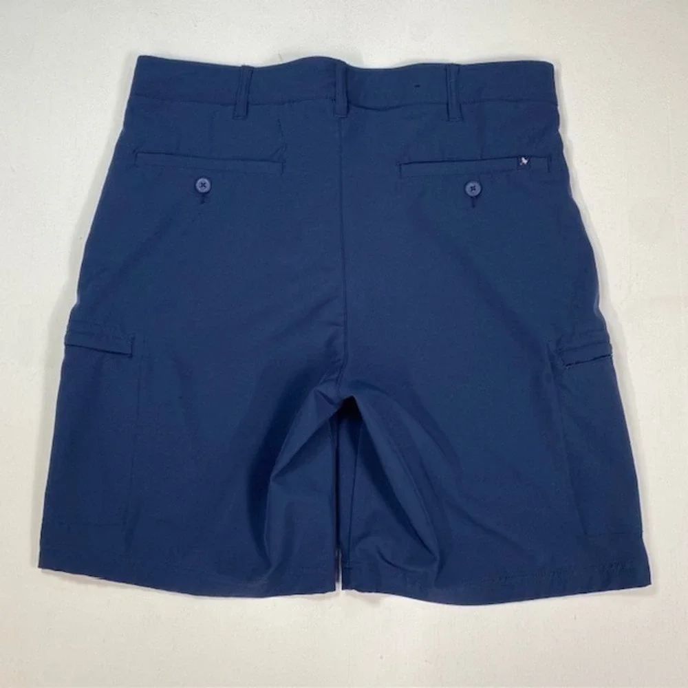 Birdie Bound‎ Mens Navy Blue Performance Golf Cargo Shorts Size 34 Tropical Trim